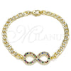 Pulsera Elegante 03.156.0023.1.08 Oro Laminado, Diseño de Infinito, con Multicolor Micro Pave, Pulido, Tono Dorado (05 MM Thickness, 8 Inches Length)