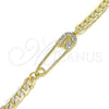 Pulsera Elegante 03.313.0038.08 Oro Laminado, Diseño de Paperclip, con Blanca Micro Pave, Pulido, Tono Dorado (05 MM Thickness, 8 Inches Length)