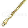 Tobillera Básica 03.213.0100.10 Oro Laminado, Diseño de Miami Cubana, Pulido, Tono Dorado (Grosor 06 MM, 10 Pulgadas de Largo)