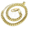 Tobillera Básica 03.213.0100.10 Oro Laminado, Diseño de Miami Cubana, Pulido, Tono Dorado (Grosor 06 MM, 10 Pulgadas de Largo)