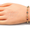 Pulsera Elegante 03.213.0104.08 Oro Laminado, con Multicolor Cristal, Pulido, Tono Dorado (05 MM Thickness, 8 Inches Length)