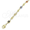 Pulsera Elegante 03.213.0104.08 Oro Laminado, con Multicolor Cristal, Pulido, Tono Dorado (05 MM Thickness, 8 Inches Length)