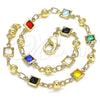 Pulsera Elegante 03.213.0104.08 Oro Laminado, con Multicolor Cristal, Pulido, Tono Dorado (05 MM Thickness, 8 Inches Length)