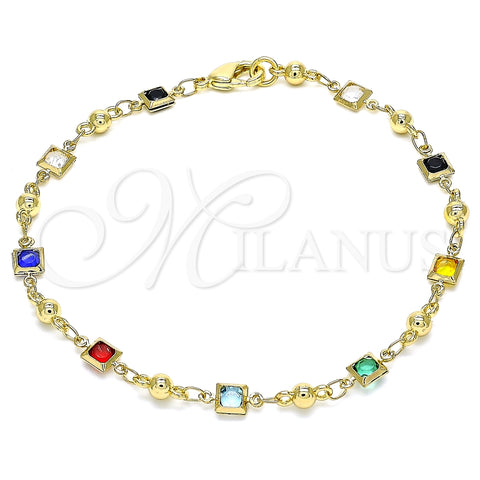 Pulsera Elegante 03.213.0104.08 Oro Laminado, con Multicolor Cristal, Pulido, Tono Dorado (05 MM Thickness, 8 Inches Length)