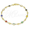 Pulsera Elegante 03.213.0104.08 Oro Laminado, con Multicolor Cristal, Pulido, Tono Dorado (05 MM Thickness, 8 Inches Length)
