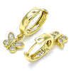 Argolla Huggie 02.341.0075.15 Oro Laminado, Diseño de Mariposa, con Blanca Micro Pave, Pulido, Tono Dorado