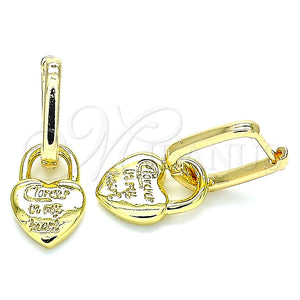 Argolla Huggie 02.341.0077.12 Oro Laminado, Diseño de Candado y Corazón, Pulido, Tono Dorado