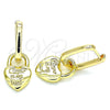 Argolla Huggie 02.341.0077.12 Oro Laminado, Diseño de Candado y Corazón, Pulido, Tono Dorado