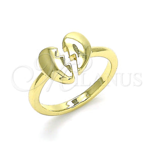 Anillo Elegante 01.341.0028 Oro Laminado, Diseño de Corazón, Pulido, Tono Dorado (One size fits all)
