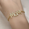 Pulsera Bolo Ajustable 03.341.0127.11 Oro Laminado, Diseño de Mama, con Blanca Micro Pave, Pulido, Tono Dorado (01 MM Thickness, 11 Inches Length)