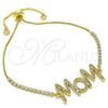Pulsera Bolo Ajustable 03.341.0127.11 Oro Laminado, Diseño de Mama, con Blanca Micro Pave, Pulido, Tono Dorado (01 MM Thickness, 11 Inches Length)
