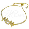 Pulsera Bolo Ajustable 03.341.0127.11 Oro Laminado, Diseño de Mama, con Blanca Micro Pave, Pulido, Tono Dorado (01 MM Thickness, 11 Inches Length)