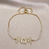 Pulsera Bolo Ajustable 03.341.0127.11 Oro Laminado, Diseño de Mama, con Blanca Micro Pave, Pulido, Tono Dorado (01 MM Thickness, 11 Inches Length)
