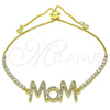 Pulsera Bolo Ajustable 03.341.0127.11 Oro Laminado, Diseño de Mama, con Blanca Micro Pave, Pulido, Tono Dorado (01 MM Thickness, 11 Inches Length)