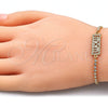 Pulsera Bolo Ajustable 03.341.0128.11 Oro Laminado, Diseño de Mama, con Blanca Micro Pave, Pulido, Tono Dorado (01 MM Thickness, 11 Inches Length)