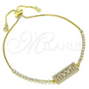 Pulsera Bolo Ajustable 03.341.0128.11 Oro Laminado, Diseño de Mama, con Blanca Micro Pave, Pulido, Tono Dorado (01 MM Thickness, 11 Inches Length)