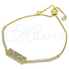Pulsera Bolo Ajustable 03.341.0128.11 Oro Laminado, Diseño de Mama, con Blanca Micro Pave, Pulido, Tono Dorado (01 MM Thickness, 11 Inches Length)