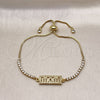 Pulsera Bolo Ajustable 03.341.0128.11 Oro Laminado, Diseño de Mama, con Blanca Micro Pave, Pulido, Tono Dorado (01 MM Thickness, 11 Inches Length)
