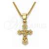 Collares con Dije 04.242.0102.20 Oro Laminado, Diseño de Crucifijo, Pulido, Tono Dorado (02 MM Thickness, 20 Inches Length)