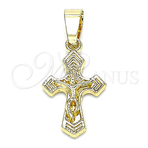 Dije Religioso 05.242.0002 Oro Laminado, Diseño de Crucifijo, Pulido, Tono Dorado