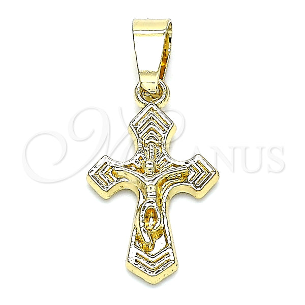 Dije Religioso 05.242.0002 Oro Laminado, Diseño de Crucifijo, Pulido, Tono Dorado