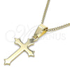 Collares con Dije 04.242.0104.20 Oro Laminado, Diseño de Cruz, Pulido, Tono Dorado (02 MM Thickness, 20 Inches Length)