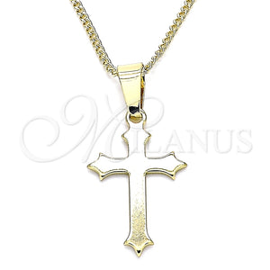 Collares con Dije 04.242.0104.20 Oro Laminado, Diseño de Cruz, Pulido, Tono Dorado (02 MM Thickness, 20 Inches Length)