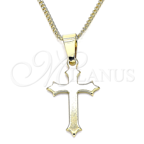 Collares con Dije 04.242.0104.20 Oro Laminado, Diseño de Cruz, Pulido, Tono Dorado (02 MM Thickness, 20 Inches Length)