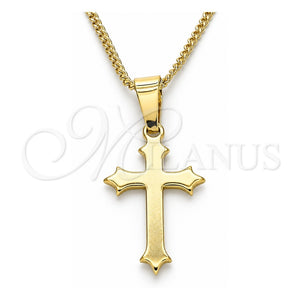 Collares con Dije 04.242.0104.20 Oro Laminado, Diseño de Cruz, Pulido, Tono Dorado (02 MM Thickness, 20 Inches Length)
