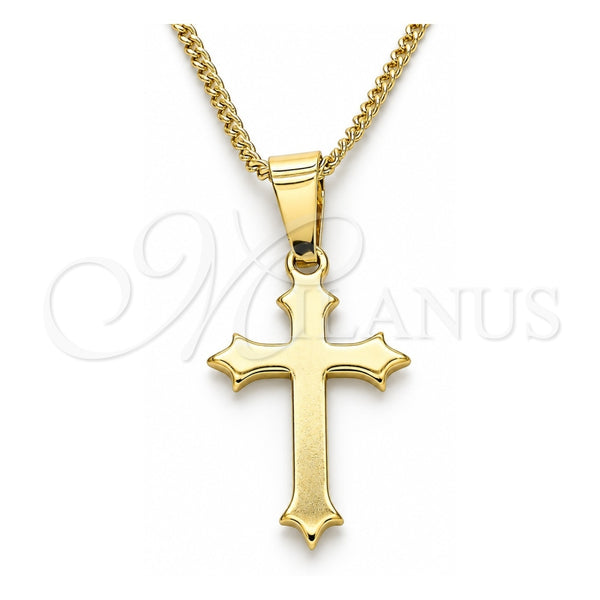 Collares con Dije 04.242.0104.20 Oro Laminado, Diseño de Cruz, Pulido, Tono Dorado (02 MM Thickness, 20 Inches Length)