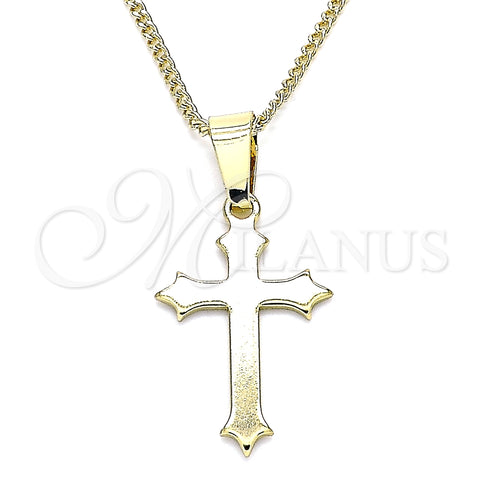 Collares con Dije 04.242.0104.20 Oro Laminado, Diseño de Cruz, Pulido, Tono Dorado (02 MM Thickness, 20 Inches Length)
