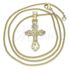 Collares con Dije 04.242.0105.20 Oro Laminado, Diseño de Crucifijo, Pulido, Tono Dorado (02 MM Thickness, 20 Inches Length)