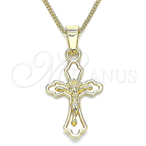 Collares con Dije 04.242.0105.20 Oro Laminado, Diseño de Crucifijo, Pulido, Tono Dorado (02 MM Thickness, 20 Inches Length)