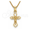 Collares con Dije 04.242.0105.20 Oro Laminado, Diseño de Crucifijo, Pulido, Tono Dorado (02 MM Thickness, 20 Inches Length)