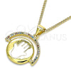 Collares con Dije 04.313.0026.20 Oro Laminado, Diseño de Mano de Dios, con Multicolor Micro Pave, Esmaltado Blanco, Tono Dorado (02 MM Thickness, 20 Inches Length)