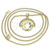 Collares con Dije 04.313.0026.20 Oro Laminado, Diseño de Mano de Dios, con Multicolor Micro Pave, Esmaltado Blanco, Tono Dorado (02 MM Thickness, 20 Inches Length)
