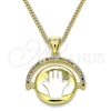 Collares con Dije 04.313.0026.20 Oro Laminado, Diseño de Mano de Dios, con Multicolor Micro Pave, Esmaltado Blanco, Tono Dorado (02 MM Thickness, 20 Inches Length)