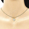 Collares con Dije 04.313.0033.20 Oro Laminado, Diseño de Ojo Griego, Esmaltado Blanco, Tono Dorado (02 MM Thickness, 20 Inches Length)