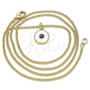 Collares con Dije 04.313.0033.20 Oro Laminado, Diseño de Ojo Griego, Esmaltado Blanco, Tono Dorado (02 MM Thickness, 20 Inches Length)