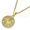 Collares con Dije 04.313.0037.20 Oro Laminado, Diseño de Amor y Mama, con Blanca Micro Pave, Pulido, Tono Dorado (02 MM Thickness, 20 Inches Length)