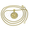 Collares con Dije 04.313.0037.20 Oro Laminado, Diseño de Amor y Mama, con Blanca Micro Pave, Pulido, Tono Dorado (02 MM Thickness, 20 Inches Length)