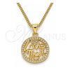 Collares con Dije 04.313.0037.20 Oro Laminado, Diseño de Amor y Mama, con Blanca Micro Pave, Pulido, Tono Dorado (02 MM Thickness, 20 Inches Length)