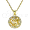 Collares con Dije 04.313.0037.20 Oro Laminado, Diseño de Amor y Mama, con Blanca Micro Pave, Pulido, Tono Dorado (02 MM Thickness, 20 Inches Length)