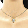 Collares con Dije 04.313.0040.20 Oro Laminado, Diseño de Corazón y Baguette, con Blanca Zirconia Cubica, Esmaltado Negro, Tono Dorado (02 MM Thickness, 20 Inches Length)