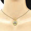 Collares con Dije 04.313.0048.20 Oro Laminado, Diseño de Mano de Dios, con Multicolor Micro Pave, Pulido, Tono Dorado (02 MM Thickness, 20 Inches Length)