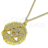 Collares con Dije 04.313.0048.1.20 Oro Laminado, Diseño de Mano de Dios, con Blanca Micro Pave, Pulido, Tono Dorado (02 MM Thickness, 20 Inches Length)
