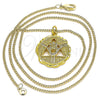 Collares con Dije 04.313.0048.1.20 Oro Laminado, Diseño de Mano de Dios, con Blanca Micro Pave, Pulido, Tono Dorado (02 MM Thickness, 20 Inches Length)