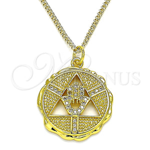 Collares con Dije 04.313.0048.1.20 Oro Laminado, Diseño de Mano de Dios, con Blanca Micro Pave, Pulido, Tono Dorado (02 MM Thickness, 20 Inches Length)