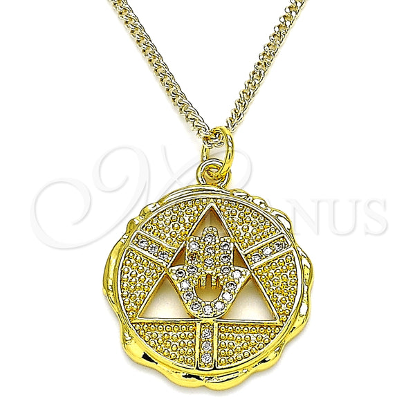 Collares con Dije 04.313.0048.1.20 Oro Laminado, Diseño de Mano de Dios, con Blanca Micro Pave, Pulido, Tono Dorado (02 MM Thickness, 20 Inches Length)