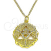 Collares con Dije 04.313.0048.1.20 Oro Laminado, Diseño de Mano de Dios, con Blanca Micro Pave, Pulido, Tono Dorado (02 MM Thickness, 20 Inches Length)
